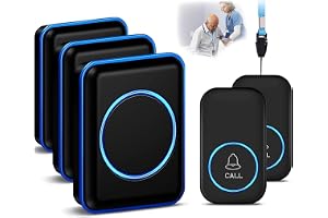 Caregiver Pager Device System, Wireless Bell SOS Call Button, IP55 Waterproof, Elderly Fall Alert for Home Care Nurse Call System with 200hr Battery, 24/7 Monitoring
