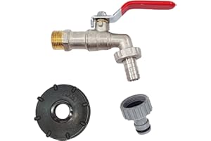 CSPone IBC 1000L Wassertank Wasserhahn Zubehör Auslaufhahn Regentonne 1000 Liter 1000L Wassertank -IBC Tote Tank Ablassadapter Für Lebensmittelqualität 1/2" Gartenschlauchhahn (1#)