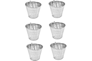ACAN Tradineur – Pack de 6 Cubos de Metal galvanizados de 12 litros, de 29,2 x 25,3 cm, con Mango de Metal para Limpieza, jardinería, hogar… Balde de Metal, cubeta, barreño Metalizado