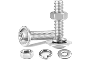 10Pcs M5 x 35 mm Bolt Flanged Button Head Socket Cap Bolt Screws, Nuts and Bolts 304 Stainless Steel, Allen Screws, Flat & Lock Washers, Nuts and Bolts Assortment Kit by Wavanta