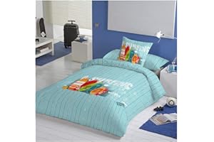 COTTON ARTEAN Funda Nordica Infantil/Juvenil Reversible Wave. Cama de 90 (160 Ancho x 220 cm. Largo).