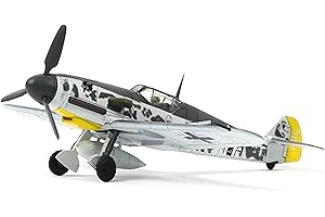 NUOTIE BF-109G Messerschmitt 1/72 Kit de modèle d'avion en métal avec Support, modèle de Chasse en Alliage moulé sous Pression de la Seconde Guerre Mondiale(Jaune désert)