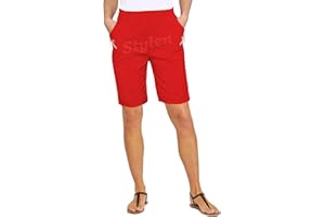 URBAN STITCH Womens Shorts with Pockets Lightweight Elasticated Summer Easy Care Ladies Travelling Pull on Comfy Lounge Shorts Plus Size