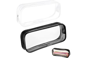 BULL TIGER PRESTIGE Piórnik 2 sztuki, przezroczysty, z zamkiem błyskawicznym, przenośny, przezroczysty piórnik, torba na długopisy dla nastolatków, torba do przechowywania kosmetyków, szkoły, na artykuły biurowe, biały