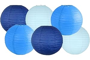 MATISSA Lanterne di carta rotonde, paralumi, vari colori, decorazioni per feste, confezione da 6 (colore blu scuro, 30 cm)