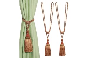 BEL AVENIR - Alzapaños decorativos para cortinas, hechos a mano, elegantes lazos de cuerda, borlas para cortinas (naranja, 2)