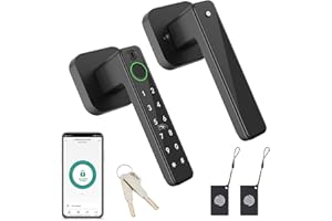 FITNATE Smart Fingerprint Door Lock 5-in-1, Matte Black, Biometric Code Door Lock with Fingerprint/APP/IC Card/Code/Key, Easy to Install, for Bedroom, Home, Hotel, Office, Apartment
