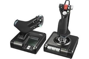 ‎LOGITECH G Logitech G Saitek X52 Pro Flight Control System, Schubregler und Stick-Simulationscontroller für Weltraum-Simulationen, LCD-Display, Doppelfederung, Beleuchtete Tasten, 2x USB-Anschluss, PC - Schwarz