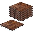 Sharpex Deck Tiles with Interlocking | 6 Piece Walnut Wood Floor Decking Water Resistant Tile for Balcony, Terrace, Garden | Quick Flooring Solution for Indoor/Outdoor (Dark Brown, 6 Piece)