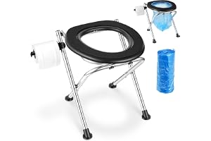 VEVOR Bärbar toalett för camping, 158 kg viktkapacitet, rostfritt stål vikbar läger resa toalett med mjuk sits för vuxna, läm