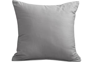 ‎ATSENSE ATsense 2er Set Kissenbezug 40x40 cm - 100% Baumwolle, Grau Kopfkissenbezug mit Reißverschluss, Super Weicher Kissenbezug, ÖkoTex Zertifiziert & für Allergiker Geeignet