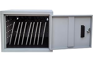 Workington 10-Device Wall Mounted Portable School Charging Cart Station with Velcro Cable Ties for Chromebook, Tablet and Laptop Computer with Power Strip Included 1002 Light Gray