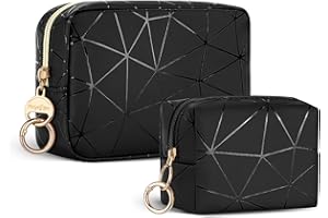 PLAYEXEN 2 Piezas Neceser Maquillaje Organizador para Niñas Bolsa Estuches de Maquillaje Mujers de PU Bolsos de Aseo Maquillaje Portátil Mini Neceser&Grande Bolso Maletín de Maquillajes para Viajes Compras