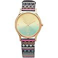 TEAL BY CHUMBAK Round Dial Analog Watch for Women|Paisely Garden Collection| Printed Vegan Leather Strap|Gifts for Women/Girls/Ladies |Stylish Fashion Watch for Casual/Work