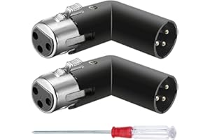Xiatiaosann Adapter kątowy XLR 3-pinowy, podwójny męski i żeński, regulowany pod kątem 90 stopni, 4 różne kąty, do miksera, mikrofonu, sprzętu audio, adapter metalowy