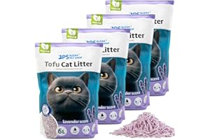 BPS BUENA PET SHOP BPS Arena Aglomerante para Gatos Arena de Tofu para Gatos sin Polvo Fácil de Aglomerar Controla los Olores se Lanza en el Inodoro (4Pcs, Lavanda) BPS-15458 * 4