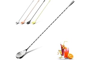 YUNAI Cocktail-Mischlöffel aus Edelstahl, 30 cm Bar Long Handle Löffel, Spiral-Design, langer Griff, Cocktail-Rührlöffel für Cocktail-Shaker, gedrehter Barlöffel, Cocktaillöffel (Schwarz)