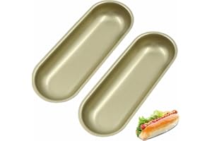 LETUXAAMZ Mini Baguette Moule Pain Français - Hot Dog Cuisson Antiadhésif Acier Au Carbone Plaque à Pâtisserie Française Antiadhésive Pour Famille Restaurant Boulangerie (2 Pièces, Or)
