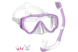 V VILISUN Set Snorkeling, Anti-Fog Maschera Snorkeling con Panoramica a 180 Gradi e Boccaglio Snorkel, Kit Snorkeling Professionale per Kids Bambini Ragazze Ragazzi