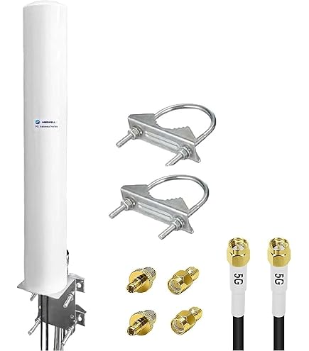 Antenne 5G Exterieur 4G Antenne WiFi Dual-Polarisation 14DBi LTE Antenne 698-2700 | 3300-3800 MHz MIMO Exterieur Directionnelle Antenne SMA / 2 x TS9 Antenne, Câble 10 Mètres, 3G/4G/5G/GSM/GPRS-Blanc