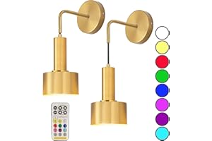 AIEHNID Wall Light Battery Powered Set of 2，Battery Operated Wall Sconce with Remote Control Dimmable Wall Lamp No Wiring Required Fixtures，for Farmhouse, Bedroom Bedside Lights, Study Reading Lights