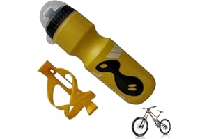 ENJOYAA Bike Water Bottle,Bike Bottle Holder Set,Cycling Bottle Holder,Bicycle Bottle Holder With 750ML Water Bottle,Bike Water Bottle Holder with Bottle Set for Road Mountain and Kids Bikes (Yellow)