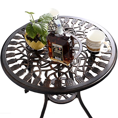 costway bistro table set cast aluminum & iron antique