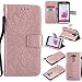 Produktbild Lonchee LG G3 (5,5 Zoll) Leder Wallet Tasche Brieftasche Schutzhülle , Sonnenblumen geprägten Muster Design Hochwertige PU Leder Folio Tasche Case Hülle im Bookstyle mit Standfunktion Kredit Kartenfächer (Rose Gold)