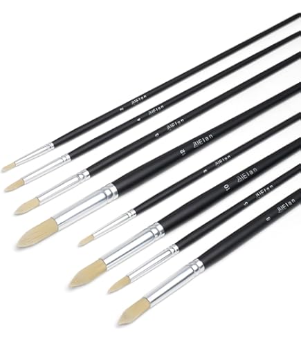 Molain 3/4 inch platte verfborstels, 10 stuks houten handvat kunstenaar ambachtelijke borstels voor aquarel, acryl, olie, body face nail art, doe-het-zelf schilderen