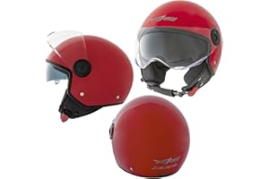 A-Pro Casco Jet Moto Visiera Parasole ECE 22-06 Aperto Scooter Antigraffio Rosso L