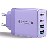 Aioneus USB C Charger, 40W iPhone Charger Fast Charging 4 Ports USB C Plug with Double PD Type C and USB A, Mobile Wall Charg