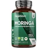 Moringa Oleifera Pure Organic 1650mg, 180 Vegan Capsules | Superfood for 2 Months Supply, Non-GMO, Lactose Free and No Additi