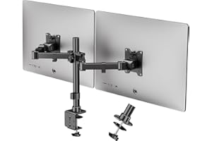 PUTORSEN Soporte de Monitor para 2 monitores para Pantalla Plana y Curvada de 17 a 35 Pulgadas, inclinación, Giratorio y rotación, 20 kg por Brazo, VESA 75 x 75/100 x 100