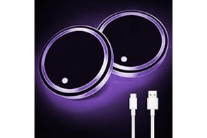 PLIMBIN LED Coasters for Car, 2pcs Luminescent LED Cup Holders Lights With 7 Colors, USB Charging Car Cup Holder Insert, Car Accessories Interior Decoration Lights for All Models