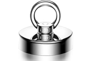 YZMRBDQC Round Fishing Magnets, 0-19kg Pulling Forces Strong Permanent Rare Earth Magnets, Powerful Round Neodymium Magnetic Hooks with Eyebolt for Kitchen Bedroom Magnetic Fishing Hoisting and Hang Items