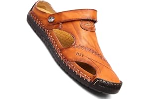 GSNOW Sandalen Herren Leder Strand Hausschuhe Wandersandale Outdoorschuhe Sommer Trekkingschuhe Pantoletten Slipper Clogs