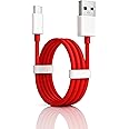 Original Oneplus 80W Supervooc Type A to C 1m Cable for13, 13R, Open, 12, 12R, Nord N30 5G, 11, 11R,10 Pro,10R,10T,9Pro, 9R,8Pro,8T/Laptop/Tablet Dash/Wrap/Vooc & Other 80 watt USB C Devices, Red