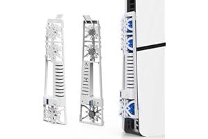 NANANINO Cooling Fan for PS5 Slim Console, Cooler Accessories with 3 High-Speed Fans, Quiet Cooling System with LED Light and USB 3.0 Port for PS5 Slim Digital & Discs Edition - White