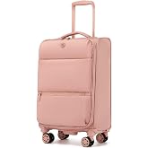Miss Lulu Cabin Suitcase with Swivel Wheels Hand Luggage Small Travel Suitcases, 59.4 x 36.5 x 25 cm, Pink