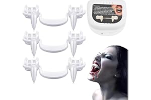 WEQNGIU 3 Pcs Retractable Vampire Fangs, Halloween Vampire Teeth Cosplay Reusable Scary Costume Decoration Fake Teeth for Halloween Party Props Themed Party