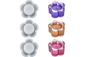 SSIYIYA 3pcs Silicone Candle Molds, 3D Plum Blossom Candlestick Epoxy Resin Moulds, DIY Craft Candle Holder Mold Casting Resin Epoxy Mould Soap Making Moulds for Party(White)