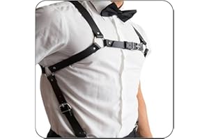 Zookey Cadena de cuero gótico para el cuerpo, cadena de cintura de cuero negro, cadena de pecho rave, brasier de joyería para mujeres y niñas, Negro, M