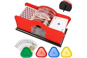 Joycabin Mélangeur de Cartes Manuel avec Manivelle - 2 Jeux et 4 Porte-Cartes pour UNO, Blackjack, Texas Hold'em, Poker