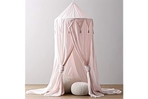 Benradise Baldaquin rose pour bébé fille en mousseline de soie - Ciel de lit - Tente de princesse - Moustiquaire dôme - Décoration de chambre - Hauteur : 240 cm