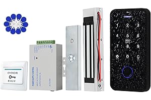 ReaIOKbii Bluetooth Tuya Access Control System Kit, Waterproof RFID Keypad, Fingerprint, 180kg/350lbs Magnetic Lock, 10 13.56MHz Keyfobs