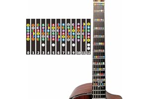 FC'NOQGN Autocollants de notes pour touche de guitare Avec diagramme Avec échelle des dièses et des bémols et accords à trois sons Version allemande