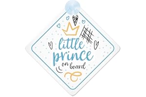 QG LTD Prince On Board Blue with Crown (024) Non Personalised Car Sign New Baby Boy / Child Gift / Present