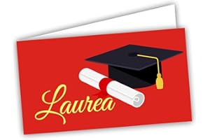 GENERICO Bigliettini Bomboniera Laurea rossi, Biglietti Sacchetti Confetti - Laurea 60 pezzi pretagliati - stampa l'interno con il file da scaricare dal link e il foglio di prova per non sbagliare