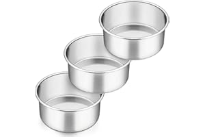 Homikit Forma do ciasta, 3 sztuki, okrągła forma do pieczenia tortów, 16 cm, ze stali nierdzewnej, jednoczęściowa, zabezpieczona przed wyciekiem, nadaje się do mycia w zmywarce