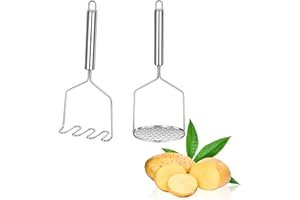 Weenwill Presse Purée,2 Pièces Presse Purée Acier Inoxydable avec Poignée Ferme,Réutilisable Presses-Purée,Ecrase Purées Manuel pour Pommes de Terre,Légumes,Fruits Rouges,Fruits,Avocat
